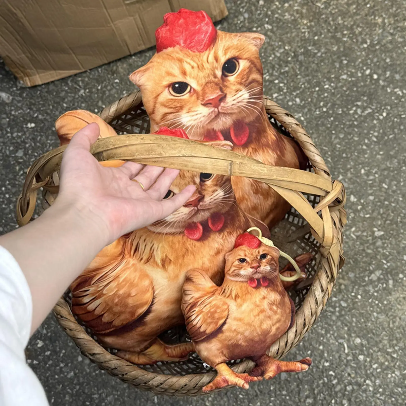 Cat Face Chicken Plush Novelty Soft Decorative Cat Chicken Doll Chick Plush Stuffed Animal For Couch Home Office Bedroom Travel