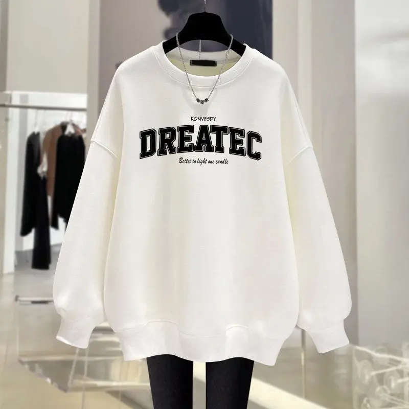 純粋な綿の帽子なしスウェットシャツ、女性用、ゆったりとしたアメリカンハイストリートニッチレター、トレンディなブランド、インスカップルスタイル、多用途トップ