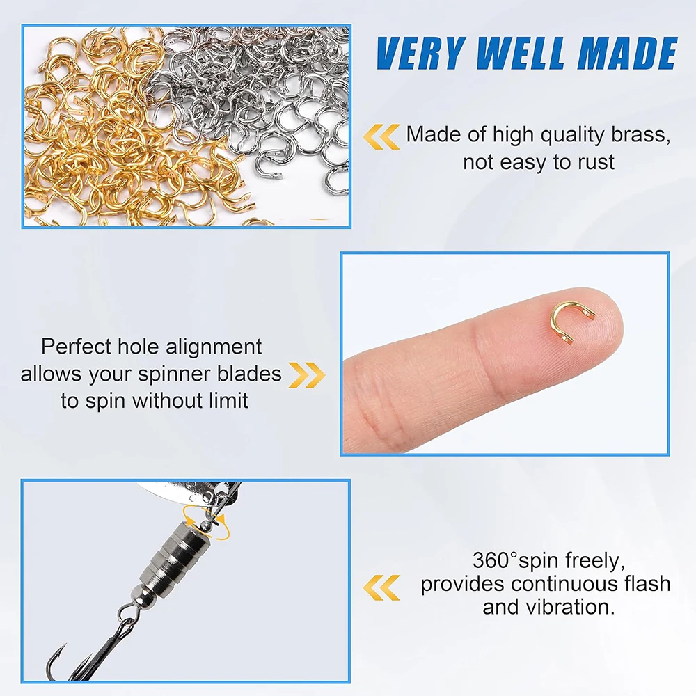 300Pcs Quick Change Spinner Clevis Brass U-Shaped Fishing Clevis Easy Spin Spinner Blade Clevis for Lure Making Spinnerbait