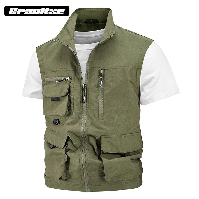 New Men Spring Autumn Summer Outdoor Casual Fishing Mountaineering Photography Cargo Vest Men Breathable Fashion Cargo Vest Men