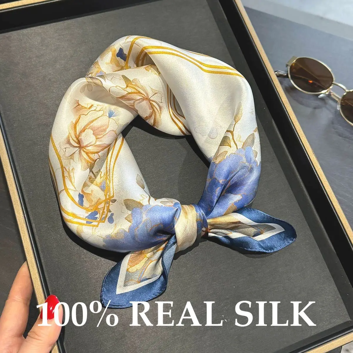 

New 100% Pure Silk Scarf Women 53cm Square Scarves Shawl Luxury Design Hijab Scarf Fashion Neckerchief Tie Hair Neck Wrist Wrap