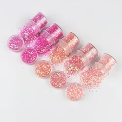 Mixed Hexagonal Pink Series Mermaid Nail Holographic Pigment Powder Set Sequin Peeling Manicure Decoration Nail Art Tips 10Ml