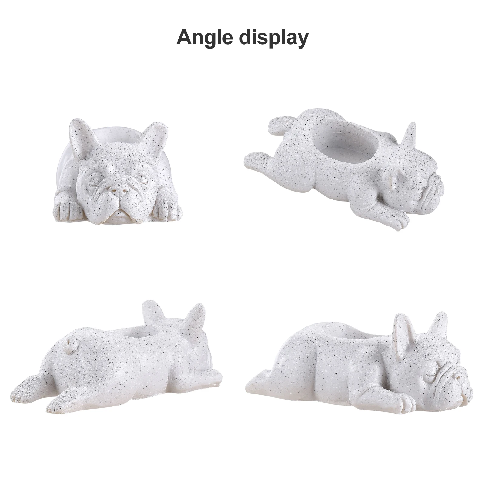 Cute Dog Shape Flowerpot Figure Tabletop Ornament Resin Flower Plant Pot White French bulldog planter Garden Home Decor