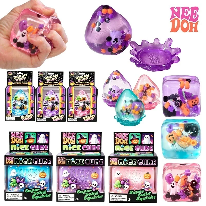 Needoh Dream Drop Cube Halloween Maltose Material Squishy Limited Toy Squeeze Decompression Soft Slow Rebound Anxiety Relief Toy