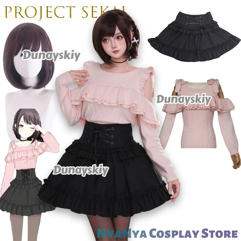 

Game Project Sekai Colorful Stage Shinonome Ena Cosplay Wig Women Cute Party Pink Suit Top Skirts Halloween Uniforms disfraz