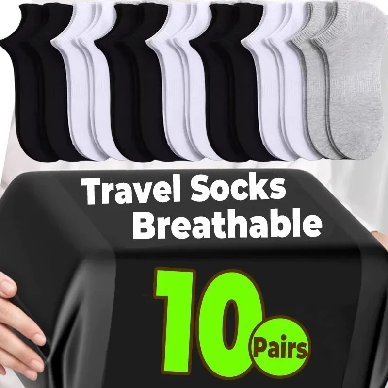 

5/10pairs Disposable Travel Socks for Men Women Washable Breathable Cotton Socks Portable One-Time Use Sock for Business Trip