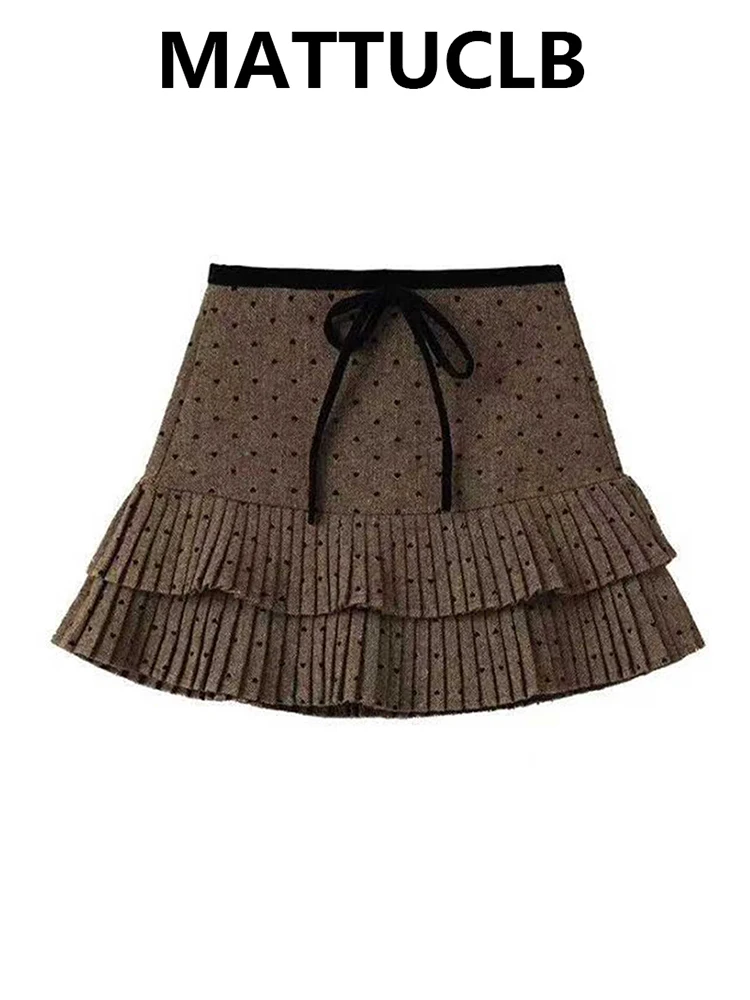 Women Korean Polka Dot 2000s Party Mini Skirt Lace Punk Kpop Vintage Y2k Design Harajuku E-girl Gyaru Coquette Mori Girl New In