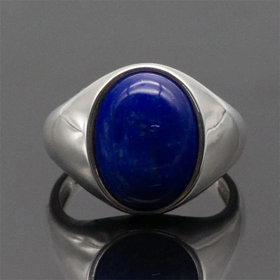 925 Sterling Silver Stone Made rings Men Vintage Blue Natural Lapis Lazuli Stone Handmade Silver Man Hand Male Female rings