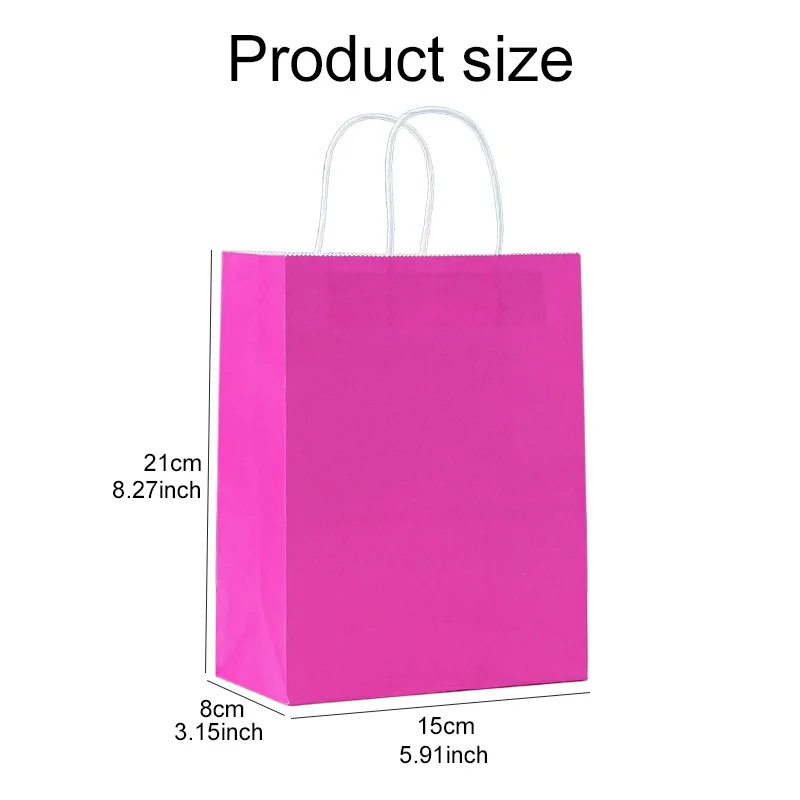 24Pcs Solid Color Vertical Paper Gift Bags, Light Pink & Rose Red Tote for Wedding Birthday Party Favor TMZ