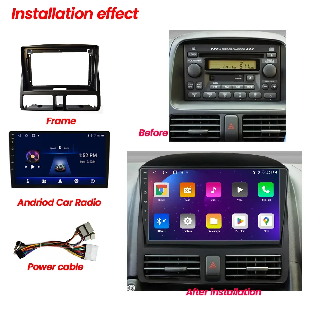 Vehicle radio Fascia 9 inch Frame 2 Din Car Radio Fascia for Honda CRV 2002 2003 2004 2005 2006 Installation Car Frame Trim