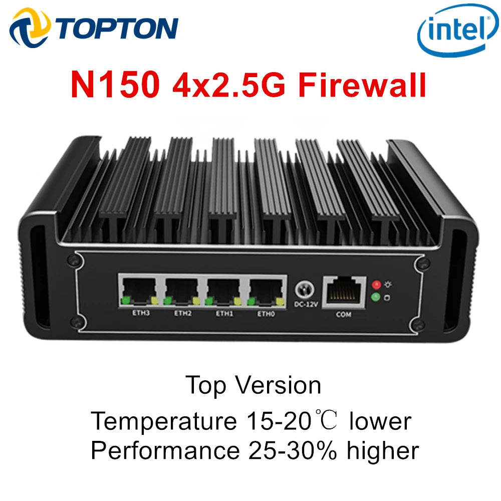 Topton Fanless Firewall Mini PC Intel Core i7 i5 i3 8505 N150 J6412 J5005 6305 4x2.5G LAN NAS Computer pfSense OPNsense AES-NI