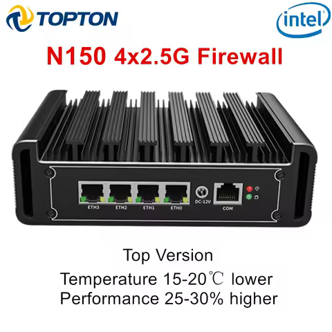 Topton Firewall Mini PC Intel N150 J6412 J5005 Top Version 4x2.5G LAN Fanless Soft Router Micro Appliance pfSense Proxmox AES-NI