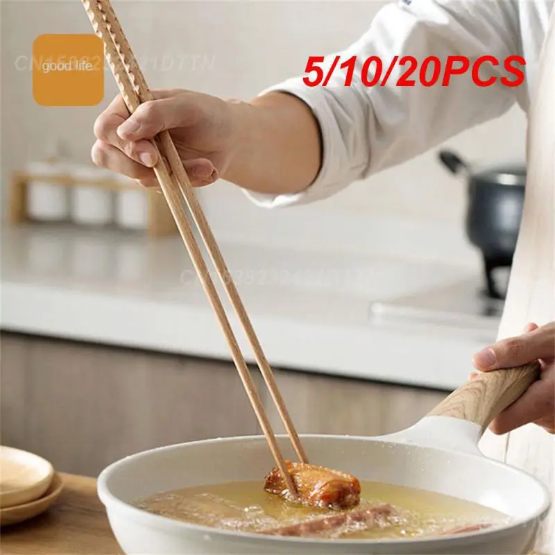 5/10/20PCS Solid Wood Chopsticks Japanese Kitchen Chopsticks Household Gadgets Tableware Fried Cooking Frying Beech