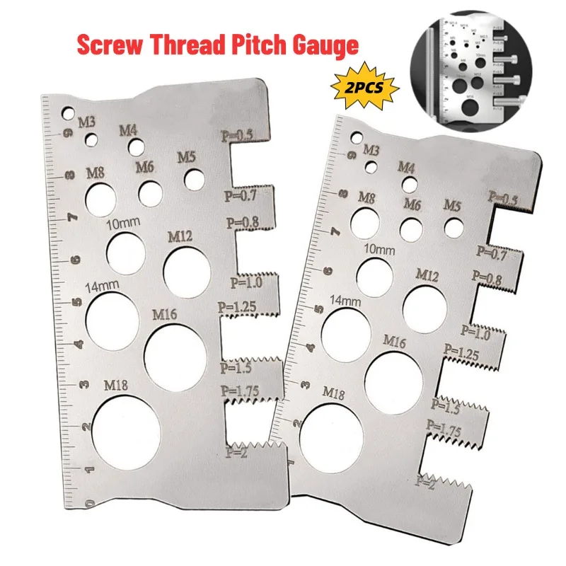 

Screw Thread Pitch Gauge Ruler Measuring Tool Bolt Nut Metric Machining Threads Screw Cutting Gauge Angle Model Measuring