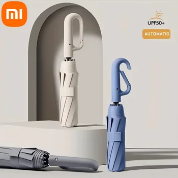 Paraguas Xiaomi a prueba de viento fuerte, paraguas plegable automático reforzado de 105CM, mango de hebilla grande, resistente al viento/agua/sol