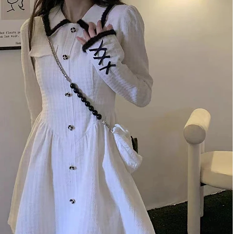 

Small perfume style dress spring and fall design senior sense of gentle wind waisted short dress commuter casual dresses