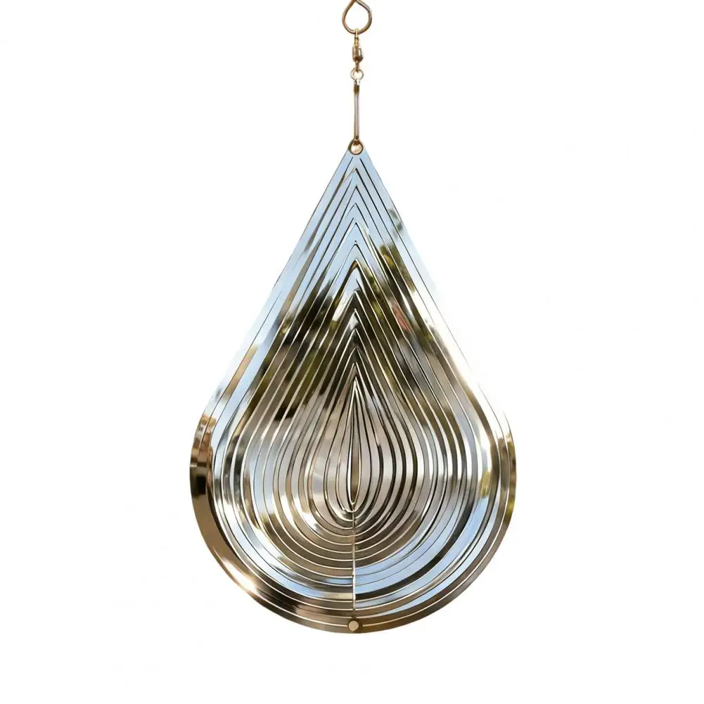 Stainless Steel Wind Spinner Hanging Wind Spinner 3d Water Drop Wind Spinner Reflective Stainless Steel Garden for Yard