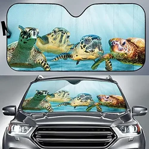 

Funny Turtle Team Unr The Water Sea Pattern Car Sunsha, Turtle Auto Car Sunsha For Front Window Sun Cover, Car Windshield