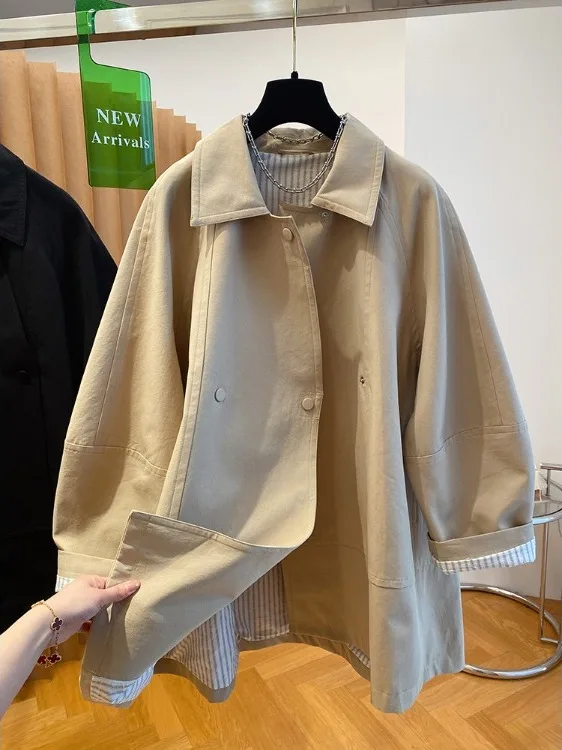 

Женское длинное пальто Briti Sle, повседневная ветровка с отложным воротником, новинка весенней коллекции, свободный крой, удобная модная верхняя одежда