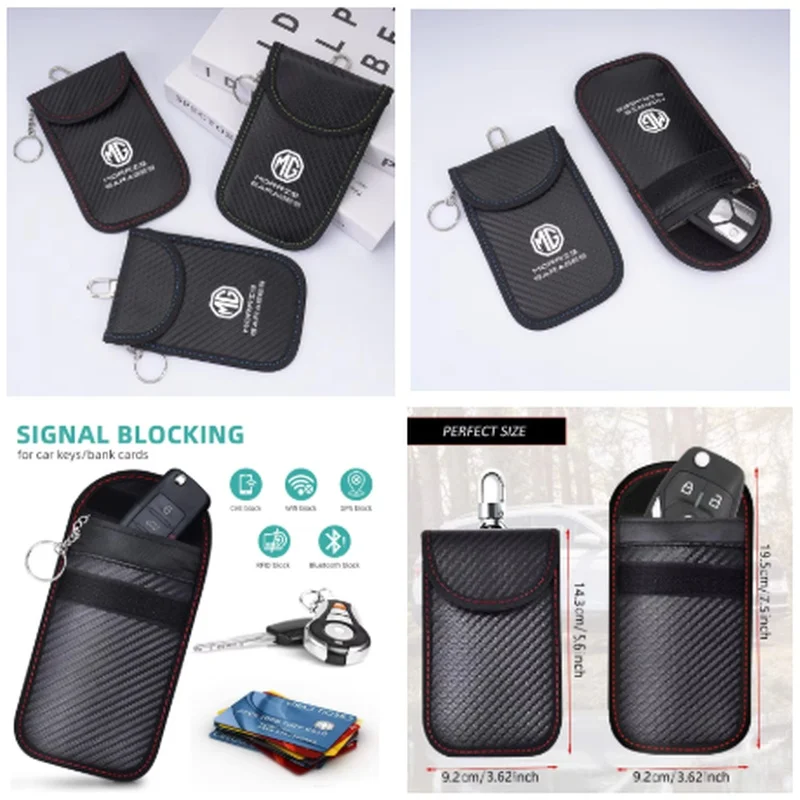 RFID Signal Blocking Bag Faraday Cage Pouch Car Key Cover For MG ZS 5 7 6 Cyberster MG4 EV ES5 HS ONE GT GS MG3 3SW MARVEL R Sco