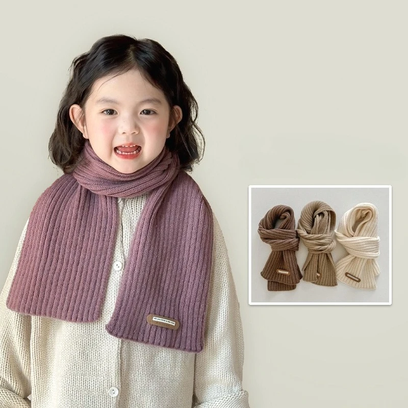 ผ้าพันคอเด็กสไตล์ลำลอง แฟชั่นฤดูหนาว ถักนิตติ้ง ยูนิเซ็กซ์ ผ้าพันคอเด็กอ่อน ผ้าพันคอเด็กเล็ก ผ้าพันคอไหมพรมนุ่ม ผ้าพันคออะคริลิคผสมกันให้ความอบอุ่น