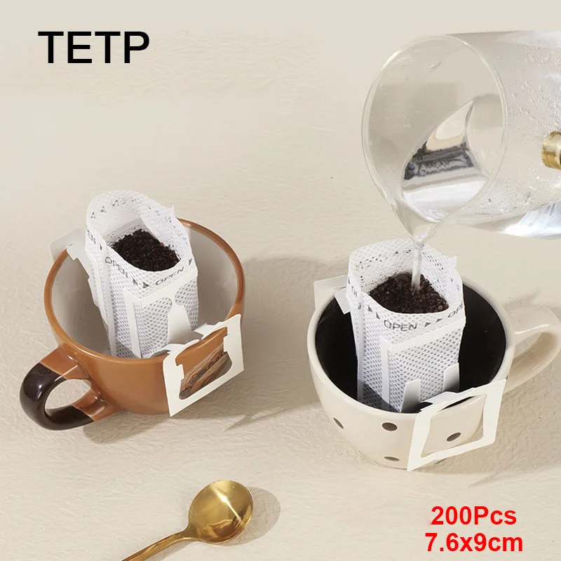 

TETP 200Pcs Hand-Brew Coffee Drip Filter Bags Food-Grade Hanging Ear Design for Powder Coffee Extraction Suitable Various Cups