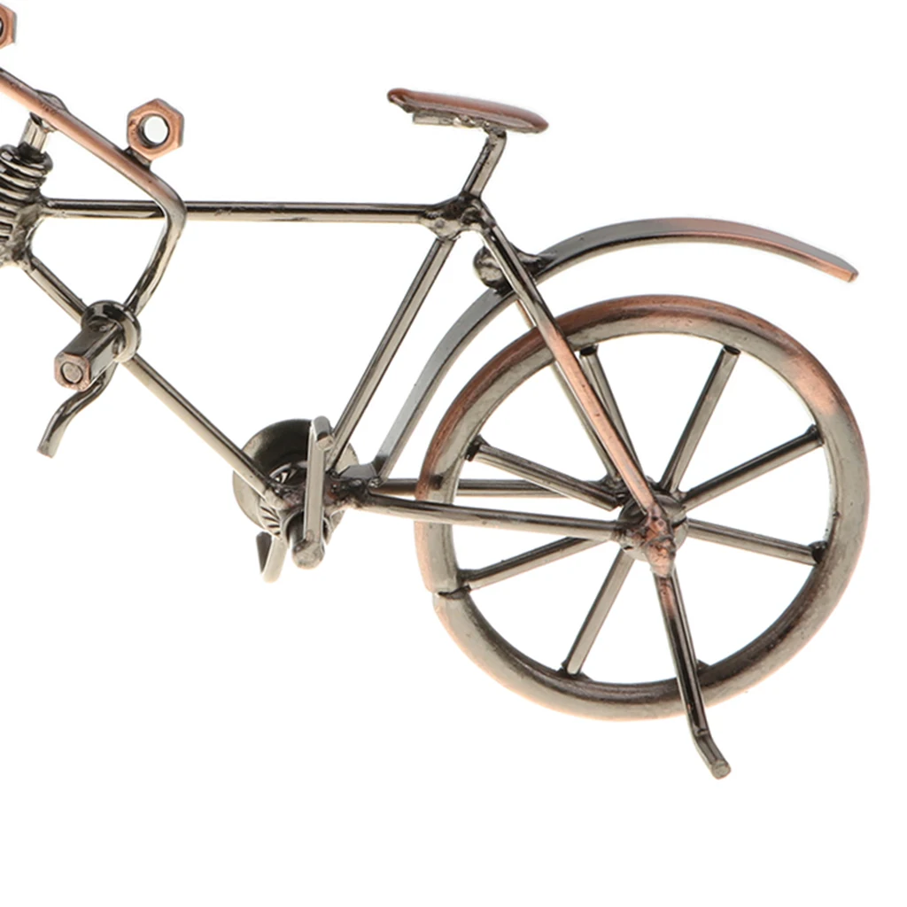 Rustic Copper Tone Vintage Bike Sculpture Iron Replica Bicycle Toy Diecast Model Home Decor Collectible Gift