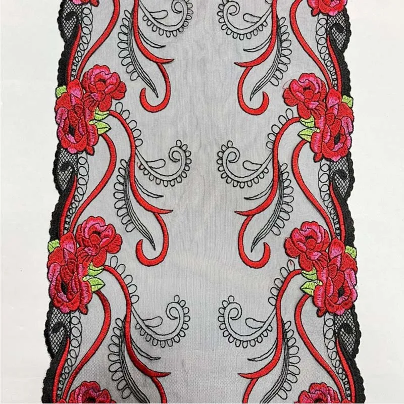 

20Yards Flower Embroidered Nude Mesh Lace Trim Two Tones Laces for Women Dress Clothing Accessories