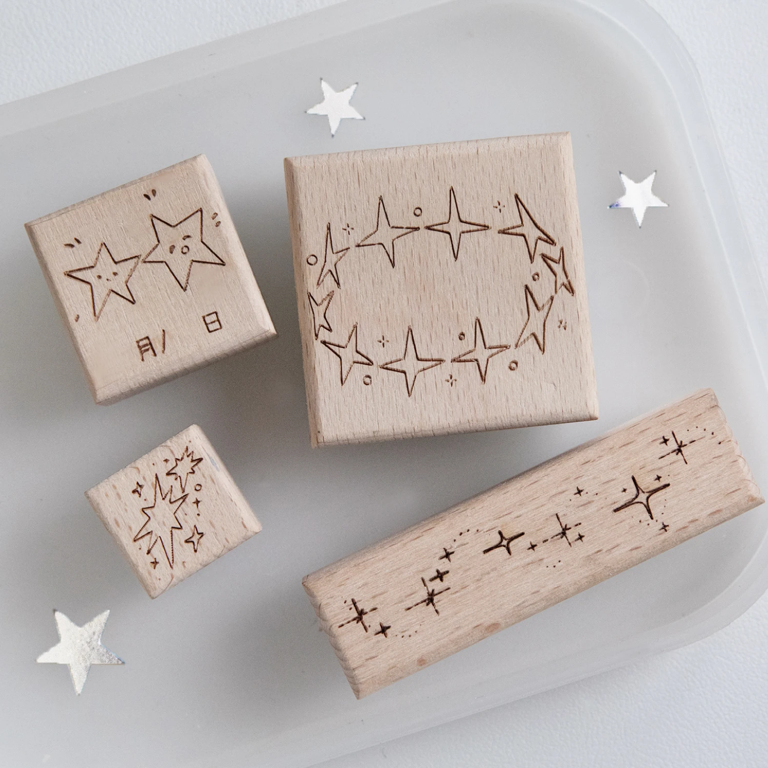 1PC Lucky Star Arrival Series Dreamy Star River Handbook Decoration Beech Wood Seal DIY Diary Scrapbook Aesthetics Journal Seal view 4