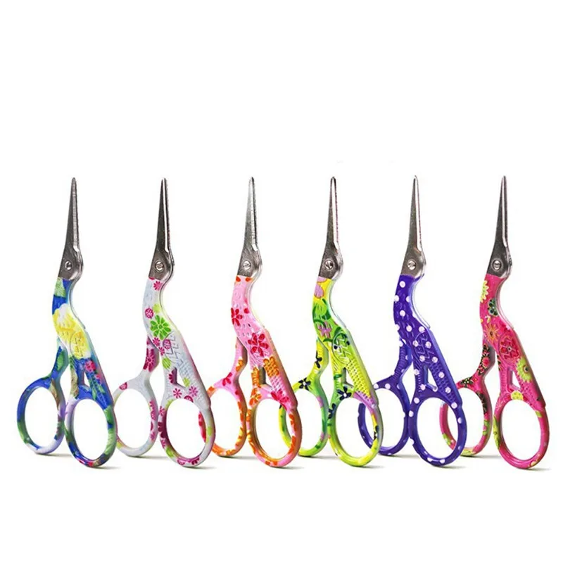 Super Beautiful Print Professional Sewing Scissors Office Supplies Paper Scissors Vintage Pink Mini Stork Scissors Cloth Cutter