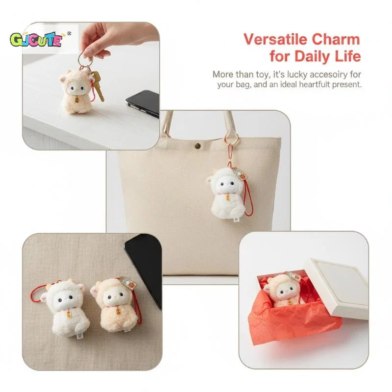 1Pcs Cute And Charming Money-attracting Little Lamb Keychain Plush Toy Doll Small Sheep Bag Accessory - view 5
