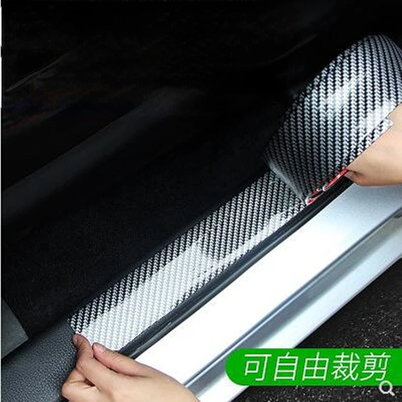 Car Stickers 5D Carbon Fiber Rubber Styling Door Sill Protector Goods Etc Accessories