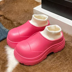 Pantofola invernale in peluche calda 6CM di spessore suola donna pantofole pelose Ligth Eva scarpe impermeabili in cotone per esterni coppia scarpe da casa diapositive