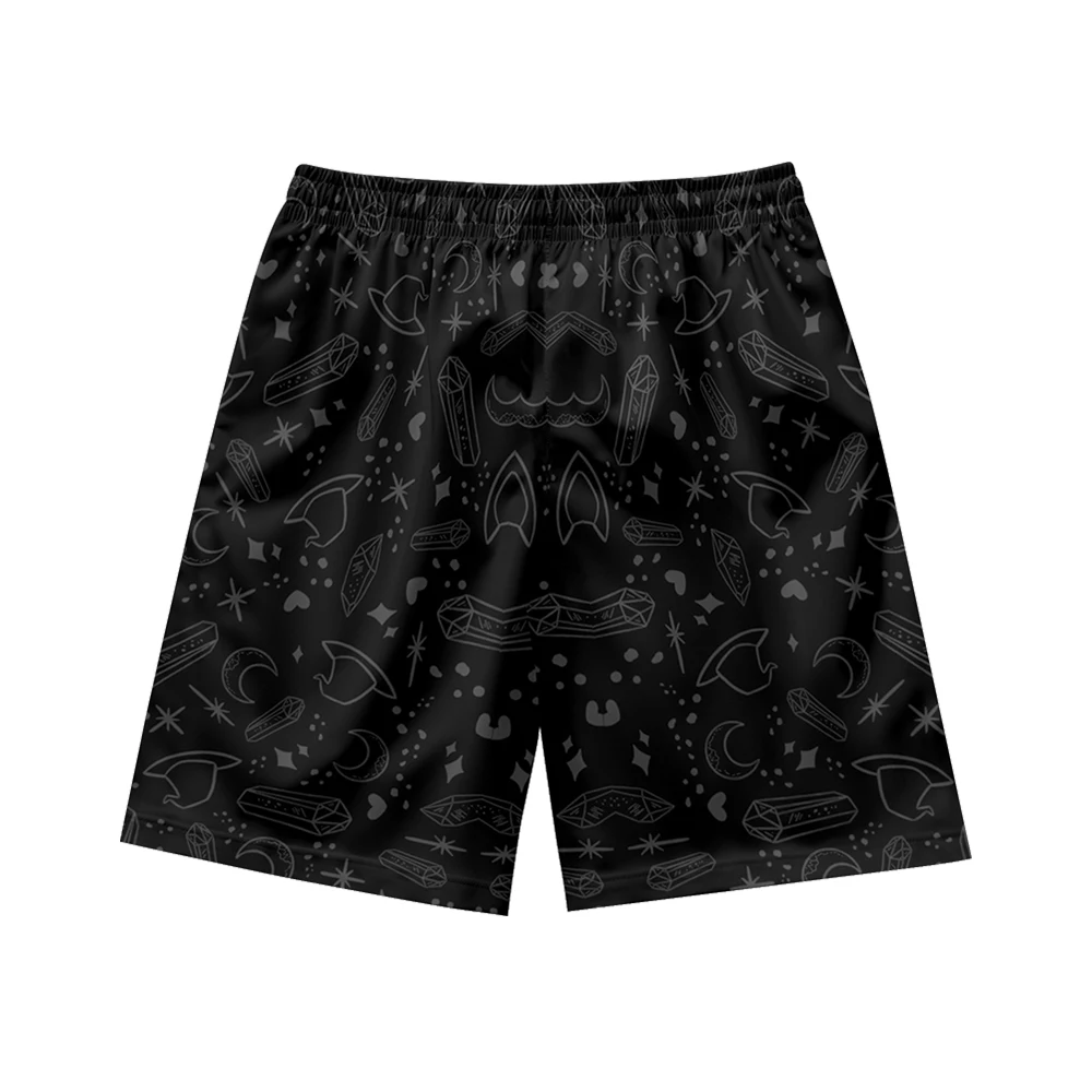 Dark Blackout heart pattern suitable  daily wear, simple temperament, casual trend, summer men's drawstring beach sports shorts