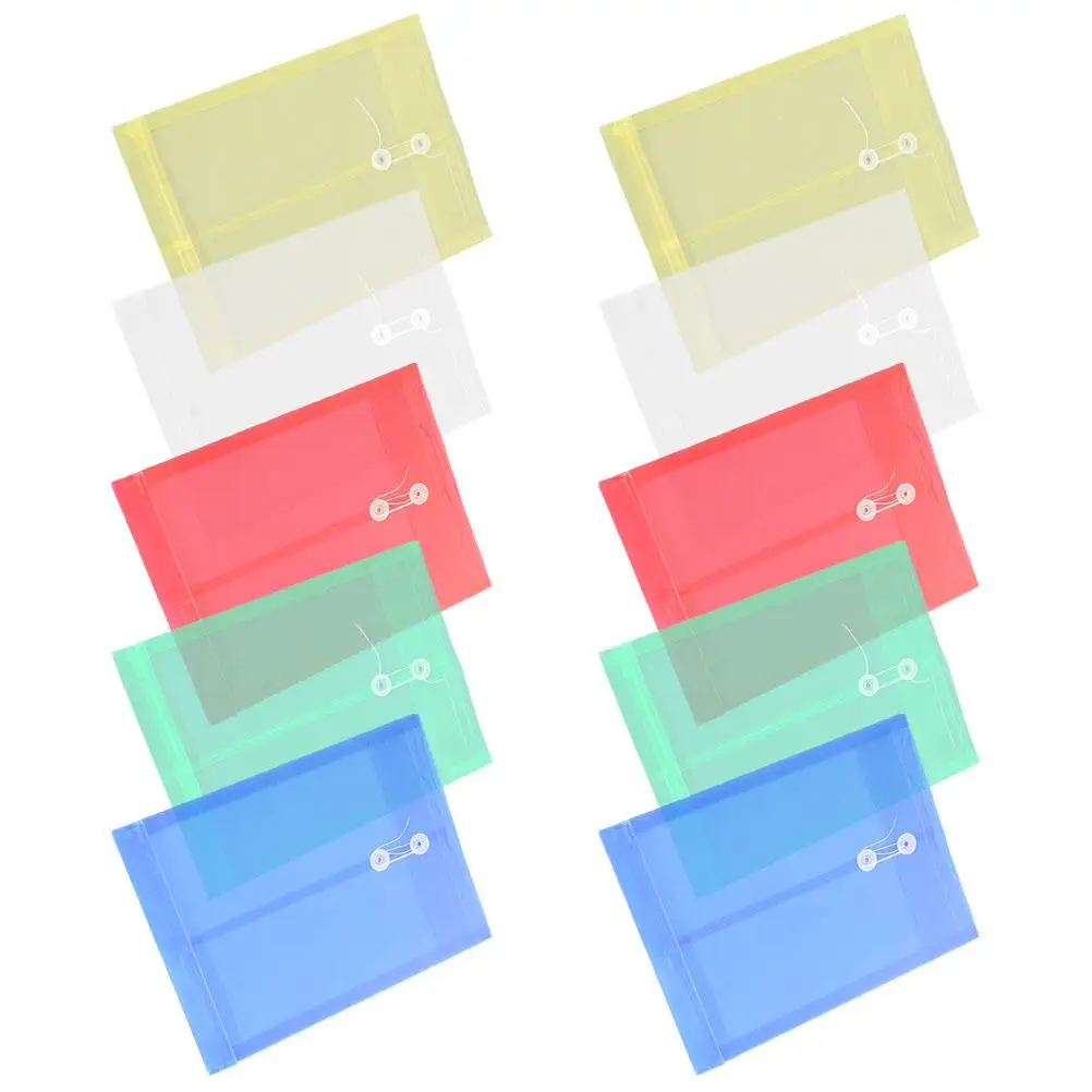 10pcs A4 Transparent PP Document Folders Large Capacity Waterproof File Organizer Clear Plastic Envelope Storage School Office