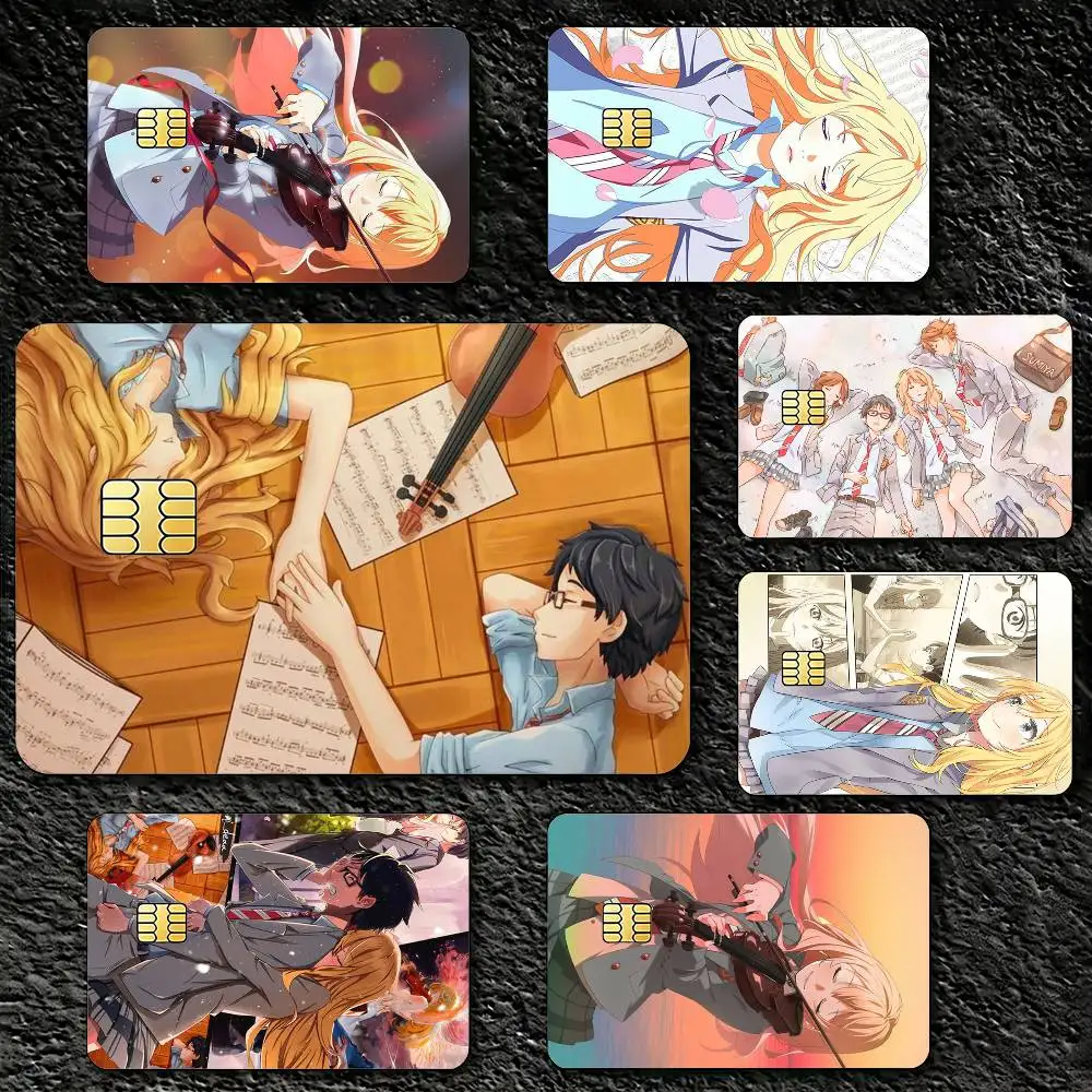 

Hot Y-Your L-lie IN APRIL Comic Decorative Waterproof Film Skin Cover Credit Card Stickers Debit Front Bank Bus Pass