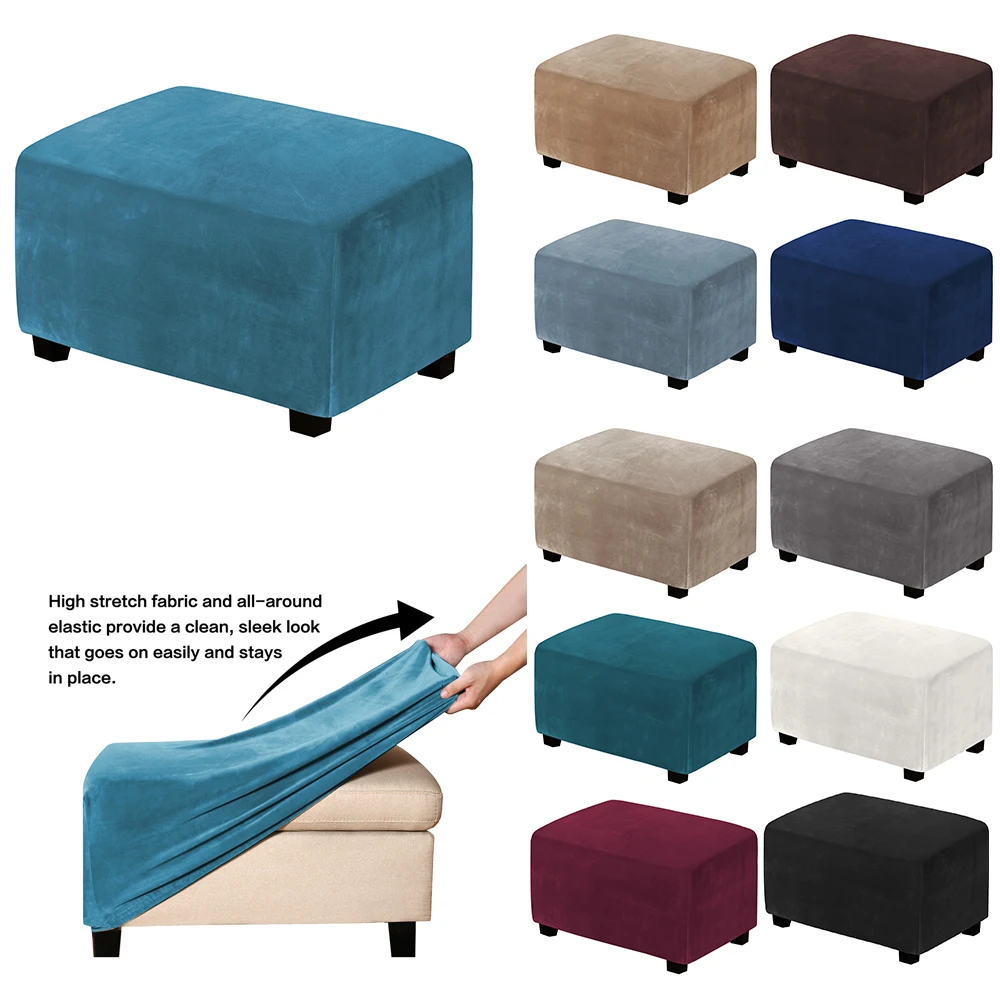 

1PC Thick Velvet Rectangular Stretch Footstool Cover Bench Stool Cover Washable Furniture Protector Home Stool Covers 3 Sizes