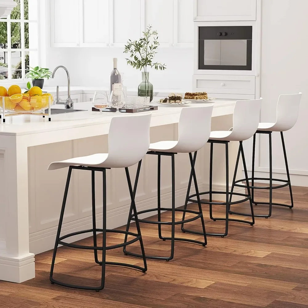 

Bar Stools Set of 4 Counter Height Bar Stools Modern Swivel Bar Chairs with Back Plastic 24" Metal Counter