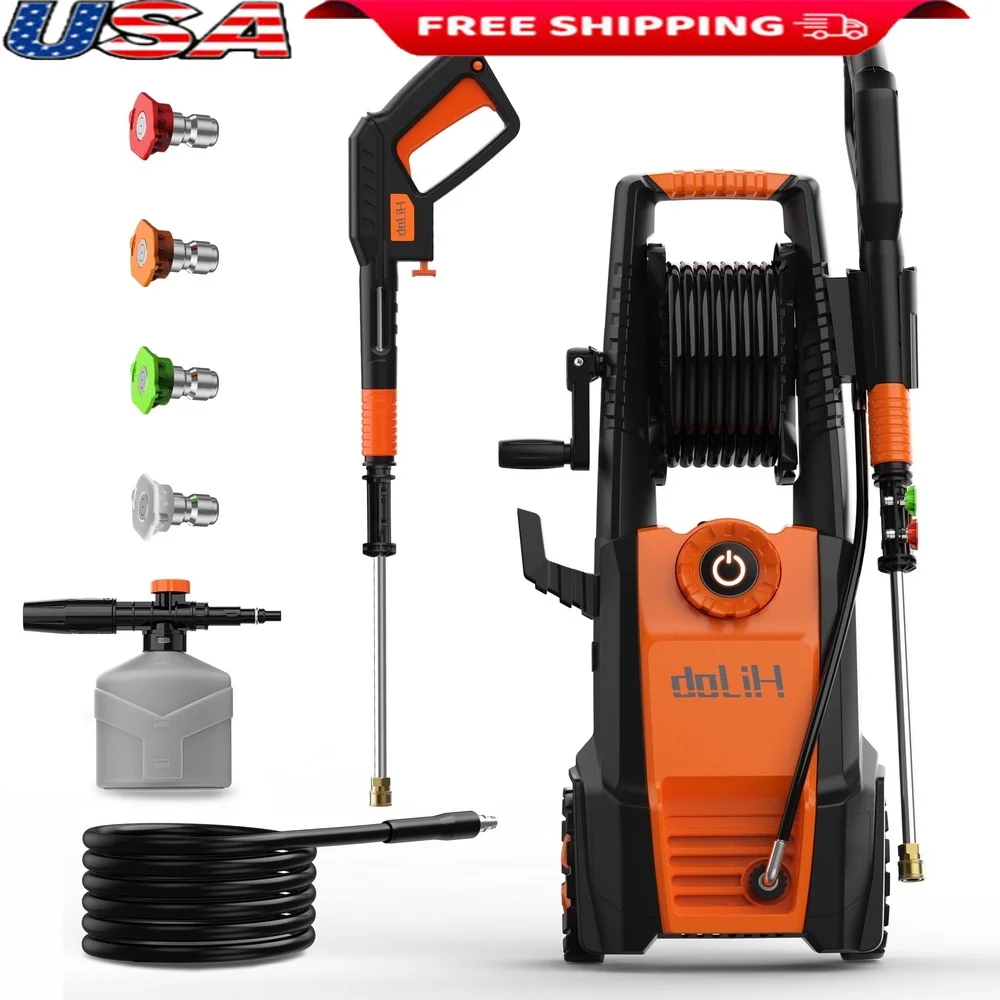

4000 PSI Electric Pressure Washer 2500W High Power 20ft Hose 4 Nozzles Portable Cars Patios Fences Driveways