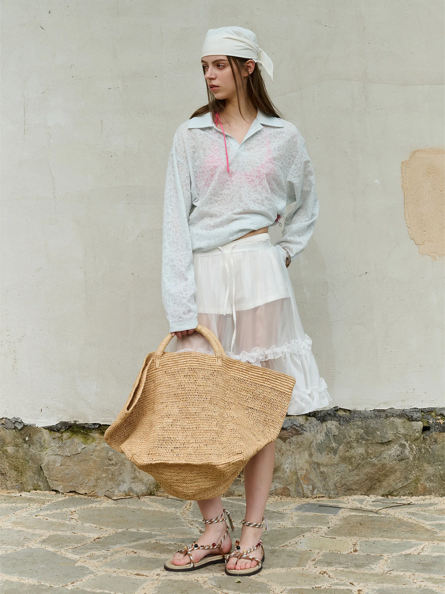 

Rose Embroidered Lace T-irt Light Blue Oversized irt Sun Protection Casual Sle Polyester Spandex Blend Long Sve