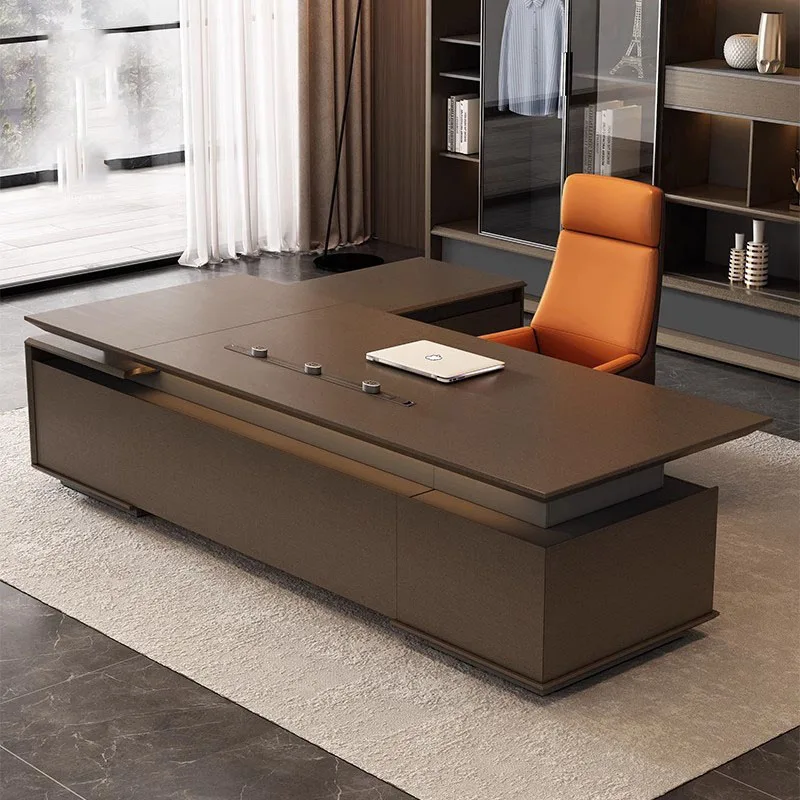 Escritorio de oficina de madera en forma de L, escritorio de oficina de pie para ordenador europeo, dormitorio, escritorio multifuncional de lujo, muebles de moda
