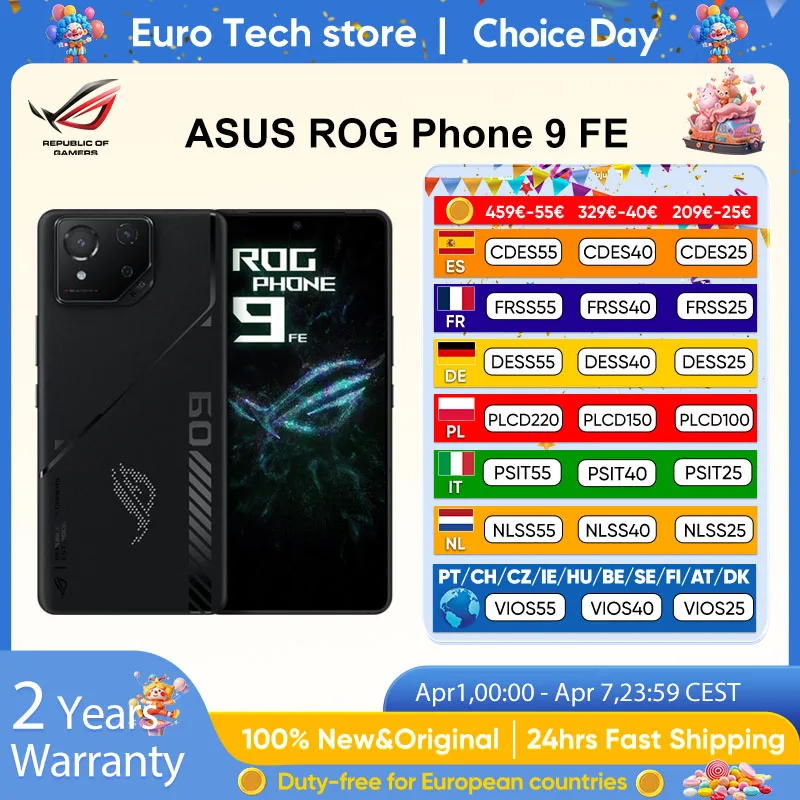 ASUS ROG Phone 9 FE 5G Smartphone Snapdragon 8 Gen 3 6.78 ''65W carga 185Hz AMOLED affichage 5500mAh Android15 téléphone portable