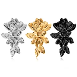 Vanku 2pcs New Elegant Roses Flowers Ear Hanger Weights For Stretched Stainless Steel Ear Gauges Ear Plugs Tunnels Body Jewelry