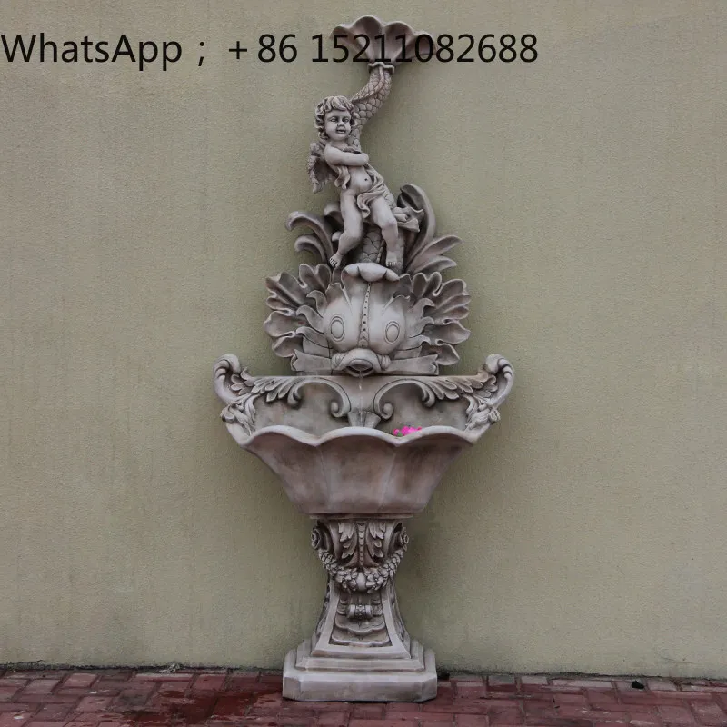 LLY large rockery angel flowing water fish fountain living room balcony villa courtyard fountain floor ornament