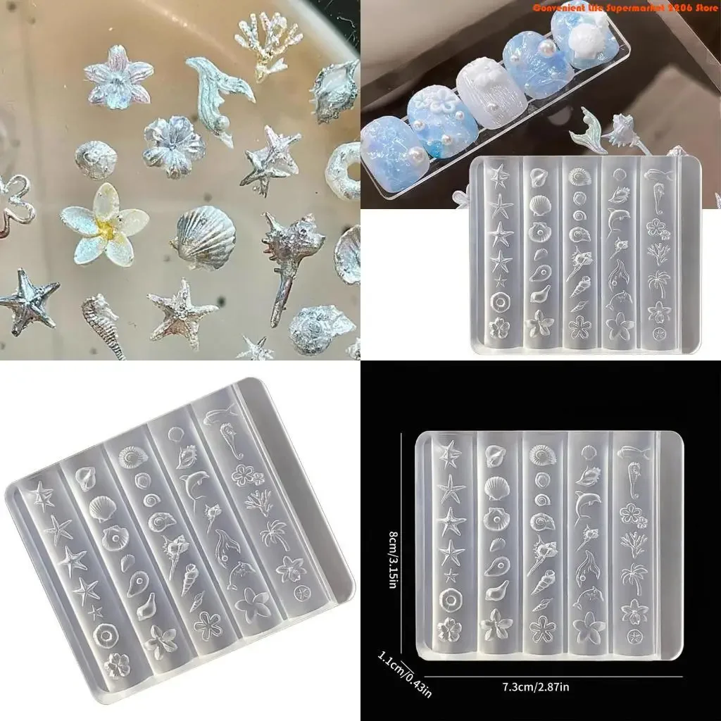G92D Art Moulds Silicone Template Designing Tool Sea Series Silicone Handmade Molds Suitable for Manicure Creation