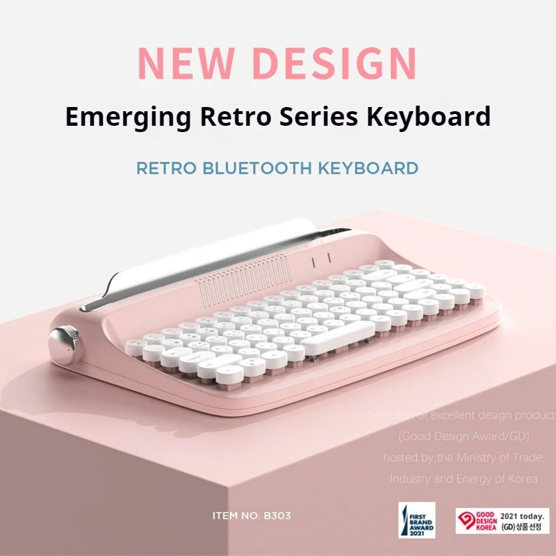 

New Bluetooth Wireless Keyboard 86 Ke Retro Round Keycap Suitable For Desktop Computers Tablets Gamers Office And Home Keyboards