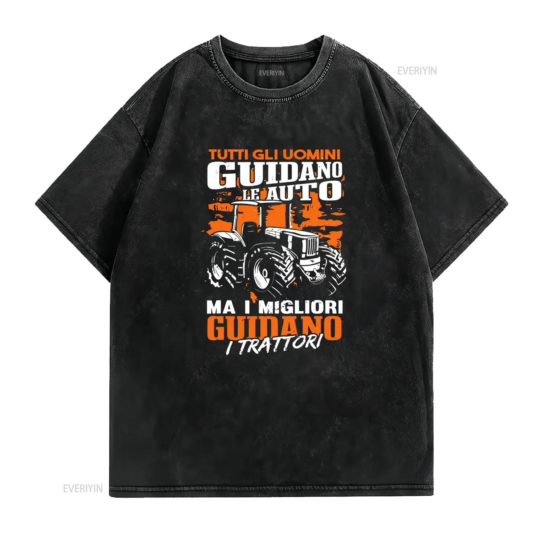 Maglietta divertente da contadino con trattoressa Design umoristico italiano lo slogan Guido Nero Arancione Girocollo vintage