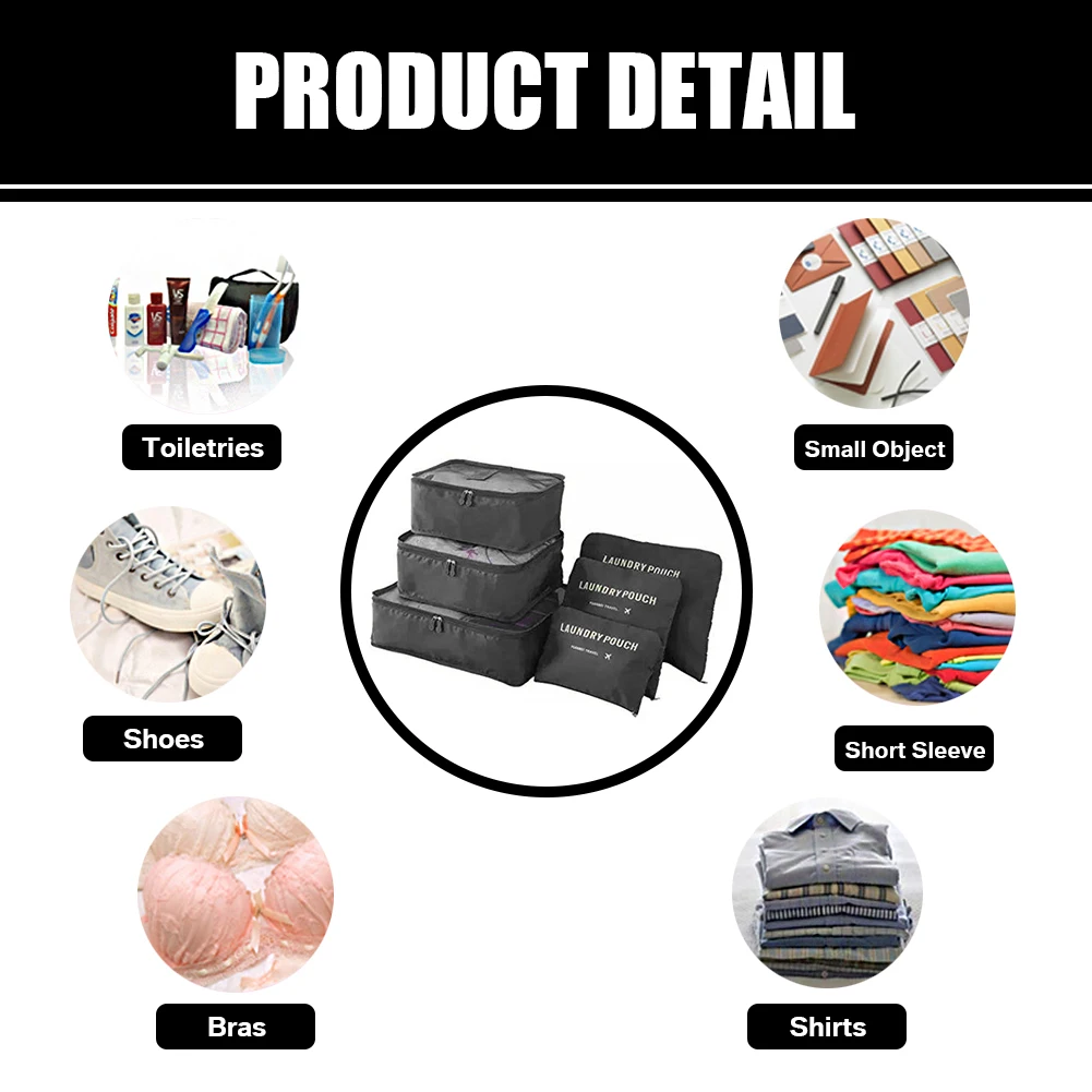 8/6 stücke Set Reise Lagerung Tasche Große Kapazität Gepäck Kleidung Sortierung Organizer Koffer Beutel Fall Essentials Schuhe Verpackung Cube – Detail 8