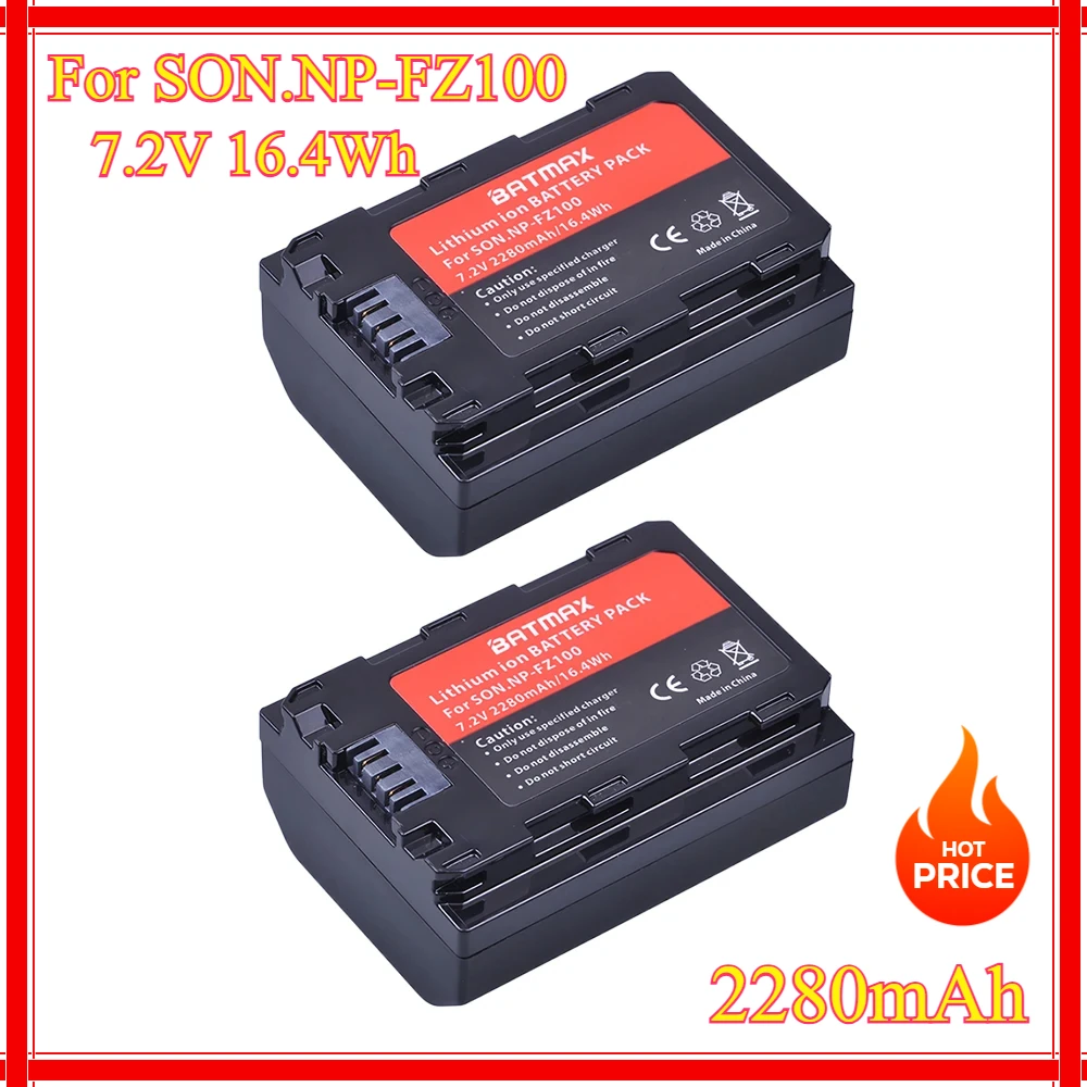 

2-4Pcs 2280mAh NP-FZ100 NPFZ100 NP FZ100 Battery + LED Dual USB Charger for Sony NP-FZ100 BC-QZ1 Sony A9 A7R III A7 III A6600