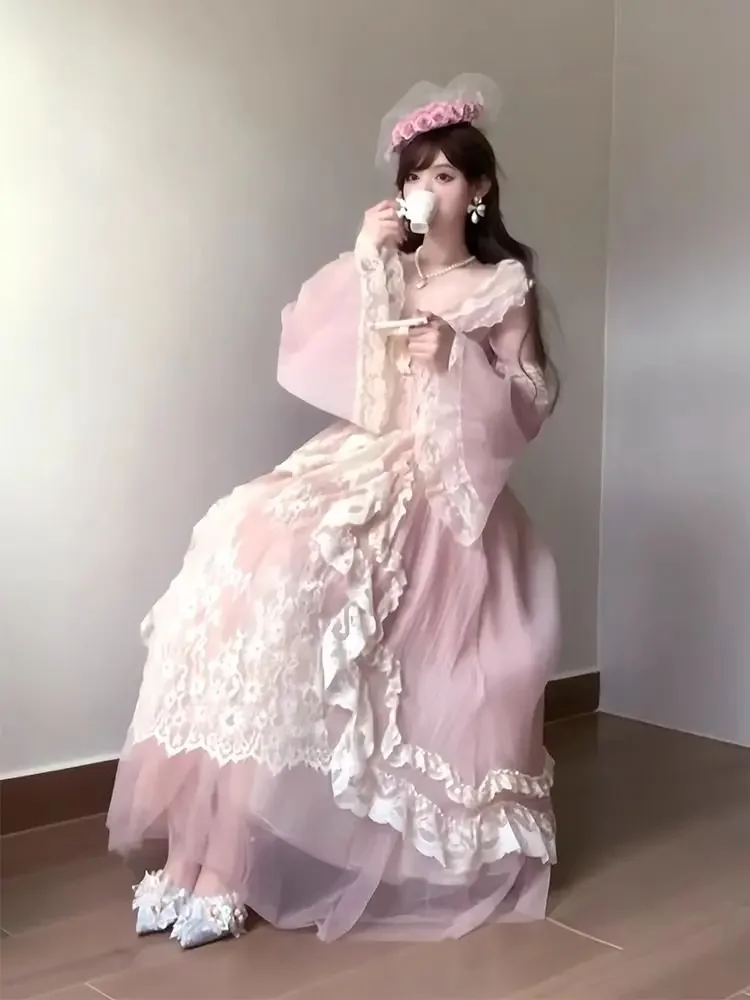 French dress 2024 new women's spring and autumn haute couture temperament heavy industry lace fishbone skirt waist length long view 4